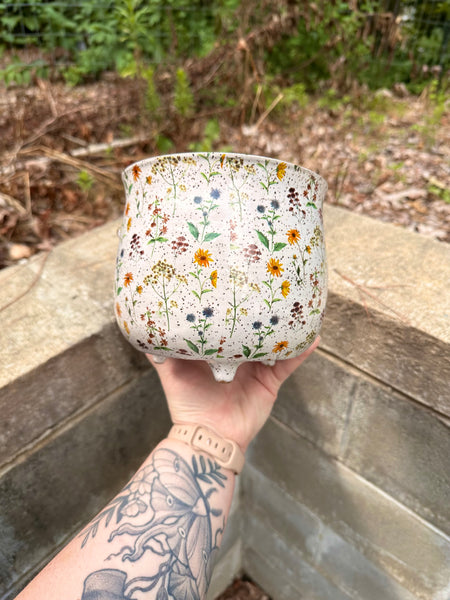 6” moon floral cauldron