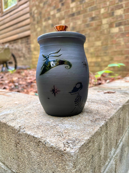 30 oz. Zero, Scraps, and Sparky lidded vase
