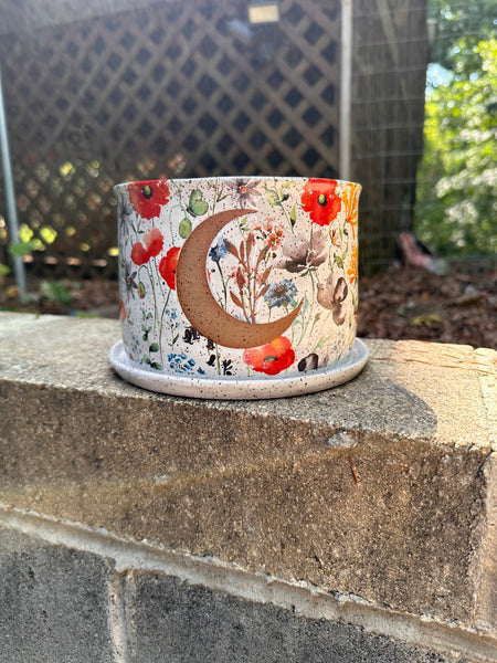 6” floral moon planter