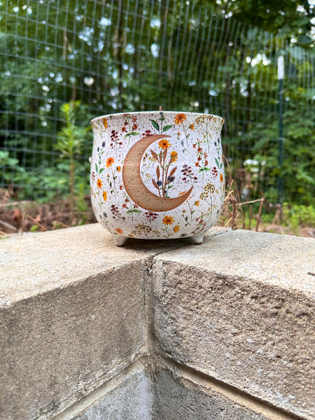 6” moon floral cauldron