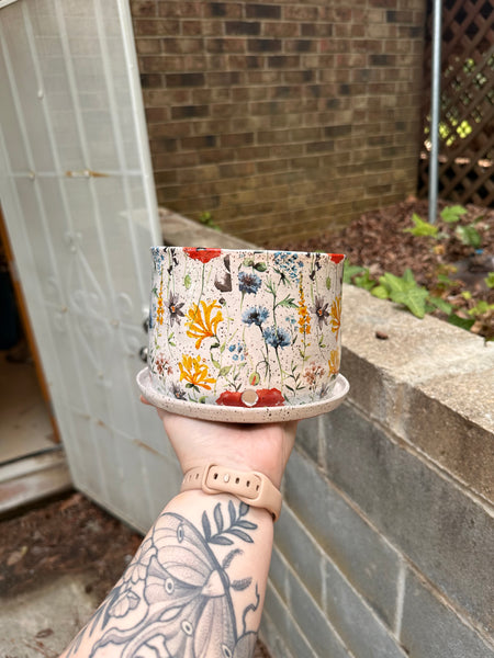 6” floral moon planter