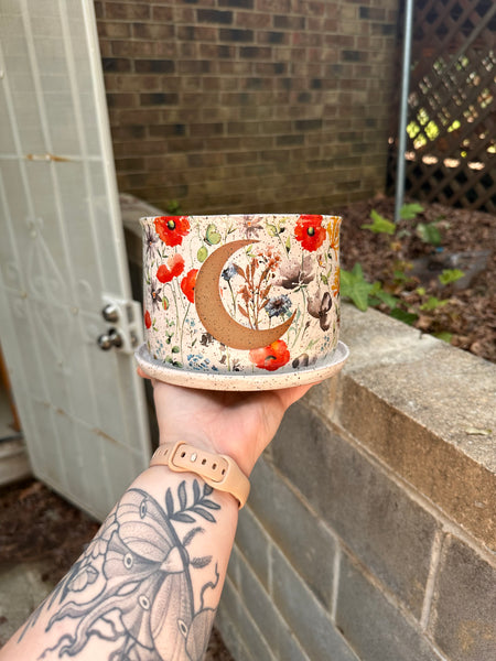 6” floral moon planter