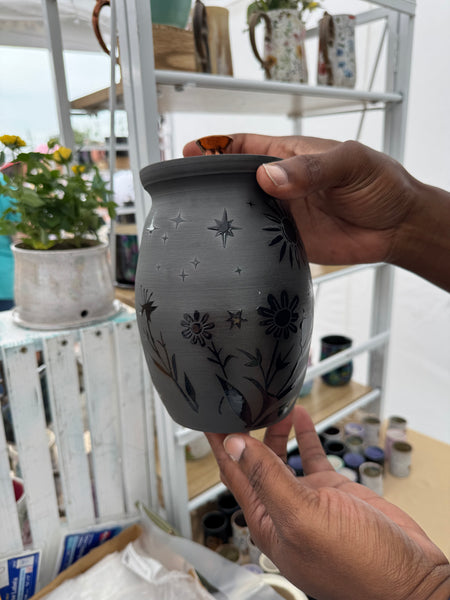 *Preorder* 50 oz. Black Hummingbird Lidded Vase