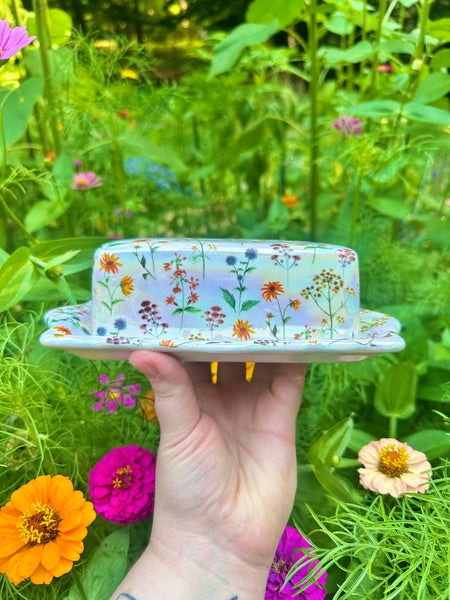 *Preorder* White Floral Butter Dish